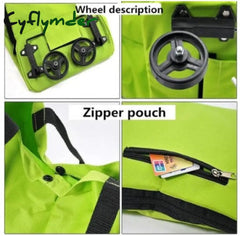 Cyflymder Folding Shopping Pull Cart Trolley Bag With Wheels Foldable Bags Reusable Grocery Food