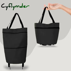 Cyflymder Folding Shopping Pull Cart Trolley Bag With Wheels Foldable Bags Reusable Grocery Food
