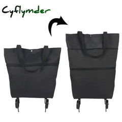 Cyflymder Folding Shopping Pull Cart Trolley Bag With Wheels Foldable Bags Reusable Grocery Food