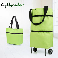 Cyflymder Folding Shopping Pull Cart Trolley Bag With Wheels Foldable Bags Reusable Grocery Food