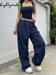 Cyflymder Folds Tanks For Women Solid Elegant Slim Sexy Harajuku Minimalist High Street Y2K Clothes