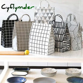 Cyflymder Food Cooler Bag Waterproof Portable Thermal Oxford Lunch For Women Men Kids Large Striped
