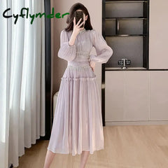Cyflymder French Designer Fashion Women Organza Stand Collar Party Dress Luxury Spring Diamonds