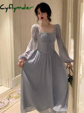 Cyflymder French Elegant Princess Evening Party Midi Dresses for Women Autumn Slim Bandage Long Sleeve Vestidos Korean
