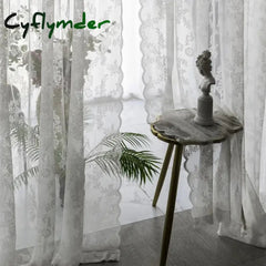Cyflymder French Lace Curtain White Tulle Window Blinds Living Room Bedroom Supplies Breathable Screen Curtain Wedding