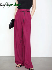 Cyflymder- Full Length String Decor Pleated Wide Leg Pants