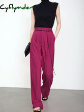 Cyflymder- Full Length String Decor Pleated Wide Leg Pants Red / Xs