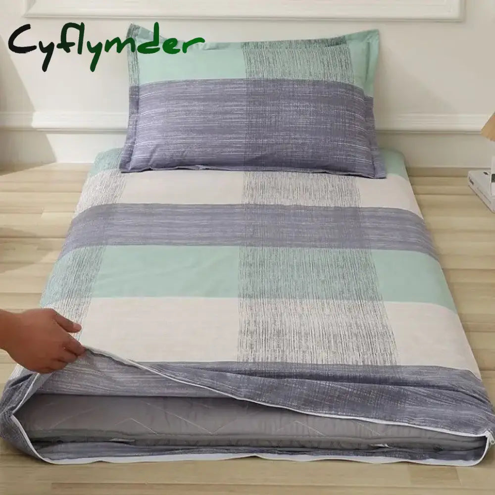 Cyflymder Fully Enclosed with Zipper Mattress Protector Cover Geometric Printed Baby Couple Single Double Bed Sheet