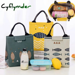Cyflymder Functional Pattern Cooler Lunch Box Portable Insulated Polyester Bag Thermal Food Picnic