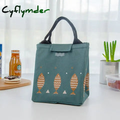 Cyflymder Functional Pattern Cooler Lunch Box Portable Insulated Polyester Bag Thermal Food Picnic