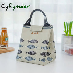 Cyflymder Functional Pattern Cooler Lunch Box Portable Insulated Polyester Bag Thermal Food Picnic