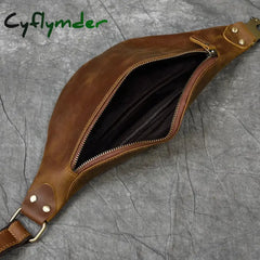 Cyflymder Genuine Crazy Horse Leather Waist Packs For Men Mini Travel Fanny Pack Belt Bag Male