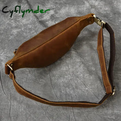 Cyflymder Genuine Crazy Horse Leather Waist Packs For Men Mini Travel Fanny Pack Belt Bag Male