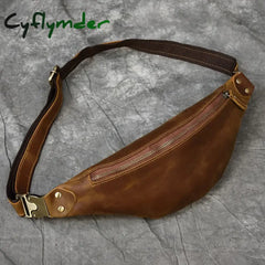Cyflymder Genuine Crazy Horse Leather Waist Packs For Men Mini Travel Fanny Pack Belt Bag Male