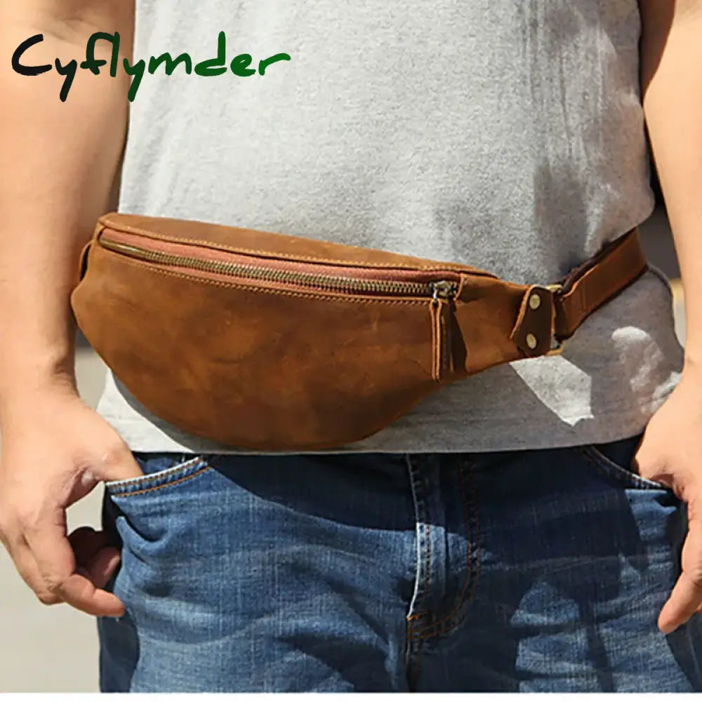 Genuine Crazy Horse Leather Waist Packs For Men mini Travel Fanny Pack Belt bag Male Small Waist Bag Phone Pouch Men Summer bag