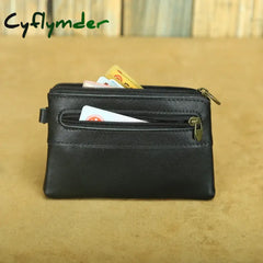 Cyflymder Genuine Leather Coin Purse for Men Women Mini Zipper Wallet Small Money Pocket Bag Female Money Wallets Men