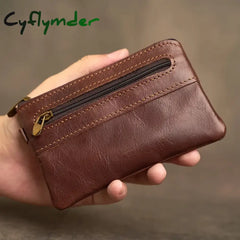 Cyflymder Genuine Leather Coin Purse for Men Women Mini Zipper Wallet Small Money Pocket Bag Female Money Wallets Men