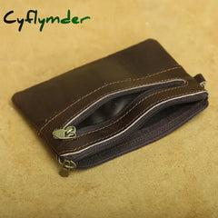Cyflymder Genuine Leather Coin Purse for Men Women Mini Zipper Wallet Small Money Pocket Bag Female Money Wallets Men