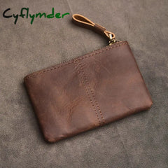 Cyflymder Genuine Leather Coin Purse for Men Women Mini Zipper Wallet Small Money Pocket Bag Female Money Wallets Men