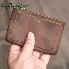 Cyflymder Genuine Leather Coin Purse for Men Women Mini Zipper Wallet Small Money Pocket Bag Female Money Wallets Men