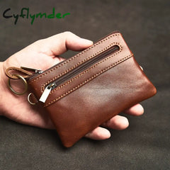 Cyflymder Genuine Leather Coin Purse for Men Women Mini Zipper Wallet Small Money Pocket Bag Female Money Wallets Men