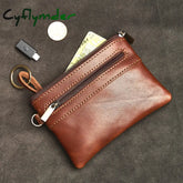 Cyflymder Genuine Leather Coin Purse for Men Women Mini Zipper Wallet Small Money Pocket Bag Female Money Wallets Men