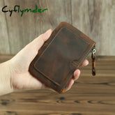 Cyflymder Genuine Leather Coin Purse For Women Men Vintage Crazy Horse Brown Zipper Coin Wallet Soft Key Holder Small