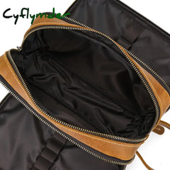 Cyflymder Genuine Leather Cosmetic Bag Men Women Makeup Portable Wash Shower Case Waterproof Clutch