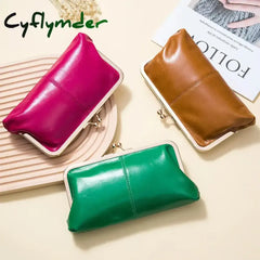Genuine Leather Long Clutch Wallet Clip Bags Vintage Coin Purse Card Holder Key Lipstick Storage Phone Pouch Case For Women