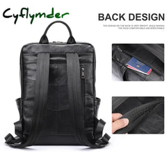 Cyflymder Genuine Leather Men Laptop Backpack Soft Cowhide 14 Inch Bagpack Travel Bag Women