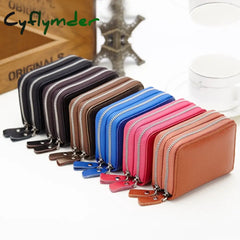 Cyflymder Genuine Leather Men & Women Mini Short Wallet Cow Coin Purse Solid Card Holder Accordion