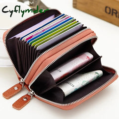Cyflymder Genuine Leather Men & Women Mini Short Wallet Cow Coin Purse Solid Card Holder Accordion
