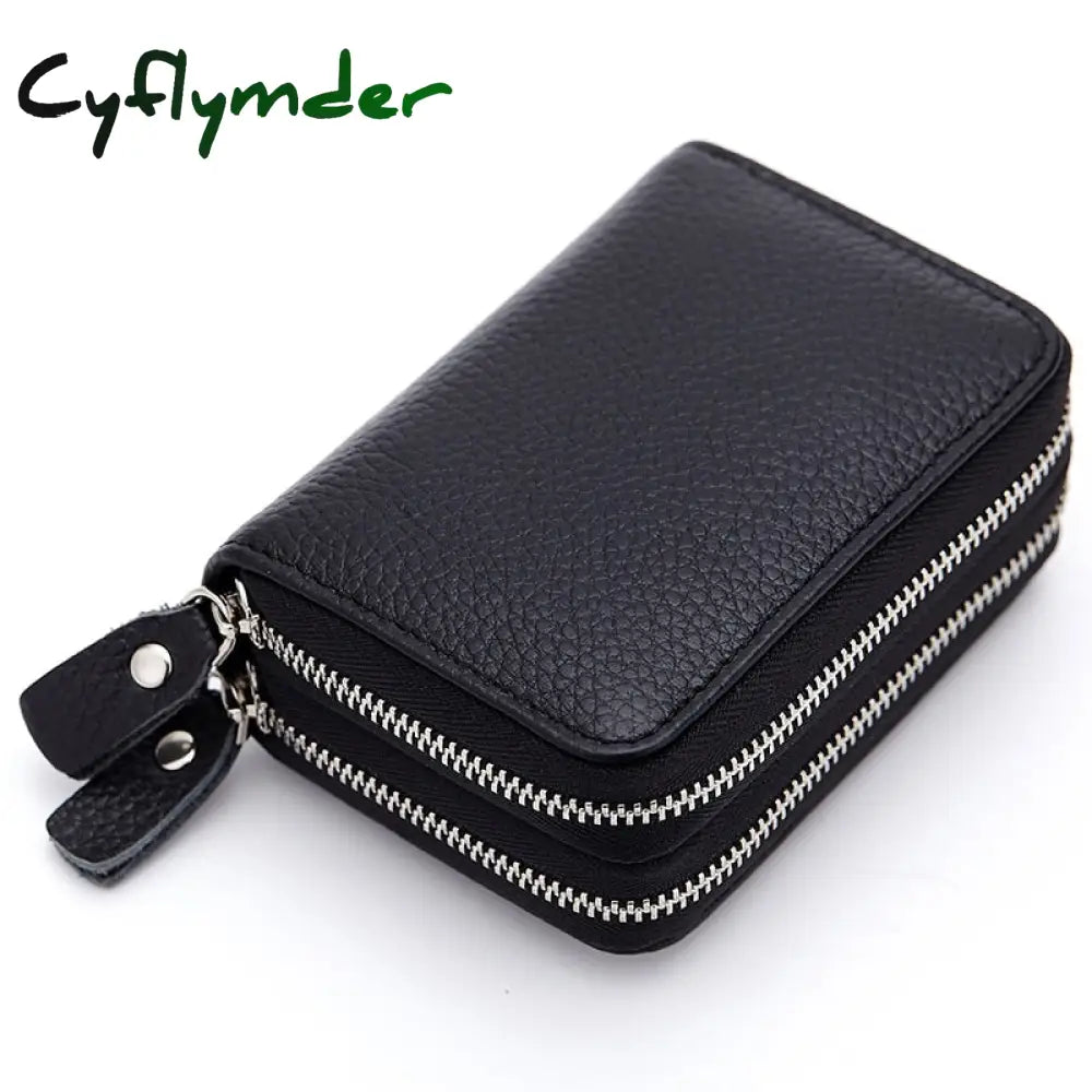 Cyflymder Genuine Leather Men & Women Mini Short Wallet Cow Coin Purse Solid Card Holder Accordion