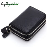 Cyflymder Genuine Leather Men & Women Mini Short Wallet Cow Coin Purse Solid Card Holder Accordion