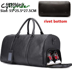 Cyflymder Genuine Leather Men Women Travel Bag Real Carry-On Hand Luggage Bags Shoulder Big Totes