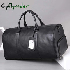 Cyflymder Genuine Leather Men Women Travel Bag Real Carry-On Hand Luggage Bags Shoulder Big Totes
