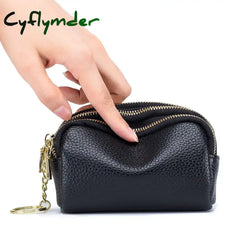 Cyflymder Genuine Leather Mini Pocket Zipper Small Money Bag Female Wallet Women Wallet Purse Short Card Coin Key