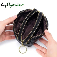 Cyflymder Genuine Leather Mini Pocket Zipper Small Money Bag Female Wallet Women Wallet Purse Short Card Coin Key