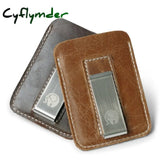 Cyflymder Genuine Leather Money Clip Metal Men Card Pack Slim Bills Cash Clips Clamp For Thin