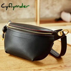 Cyflymder Genuine Leather Waist Bags Women Designer Fanny Pack Fashion Belt Female Lady Wait Bum