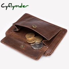 Cyflymder Genuine Leather Wallet For Men Male Vintage Short Small Slim Men’s Purse Id Credit Card