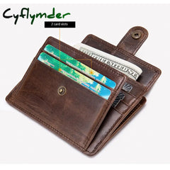 Cyflymder Genuine Leather Wallet For Men Male Vintage Short Small Slim Men’s Purse Id Credit Card