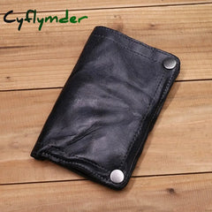 Cyflymder Genuine Leather Wallet For Men Vintage Wrinkled Short Bifold Man Purse Credit Card Holder