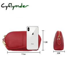 Cyflymder Genuine Leather Women Long Wallet Zipper Wristlet Bag Lady Clutches Coin Purse Cowhide Mobile Phone Bag