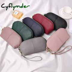 Cyflymder Genuine Leather Women Long Wallet Zipper Wristlet Bag Lady Clutches Coin Purse Cowhide Mobile Phone Bag