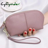 Cyflymder Genuine Leather Women Long Wallet Zipper Wristlet Bag Lady Clutches Coin Purse Cowhide Mobile Phone Bag