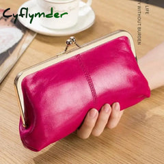 Cyflymder Genuine Leather Women Wallet Long Clip Women Purse Clutch Brand Designer Cow Leather Ladies Wallet Female