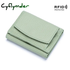 Cyflymder Genuine Leather Women Wallets And Purses Fashion Small Wallet With Mini Coin Pocket Rfid