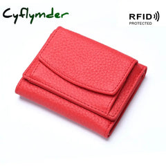Cyflymder Genuine Leather Women Wallets And Purses Fashion Small Wallet With Mini Coin Pocket Rfid