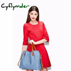 Cyflymder Genuine Leather Women’s Bag Fashion Commute Handbags Solid Color Tote Messenger Luxury